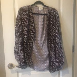 Navy, brick red, and gold multi patterned kimono